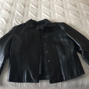 Black leather short jacket